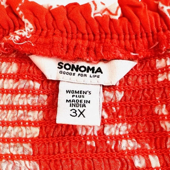 NWT SONOMA Women Sleeveless Pullover Square Neck Red Rayon Floral Shirt Size 3X - Picture 11 of 13